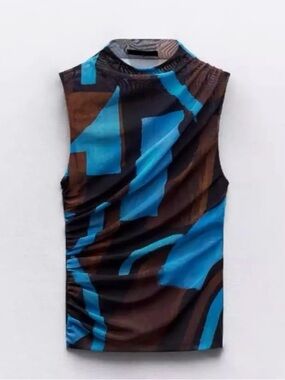 Zara Mesh Mock Neck Top